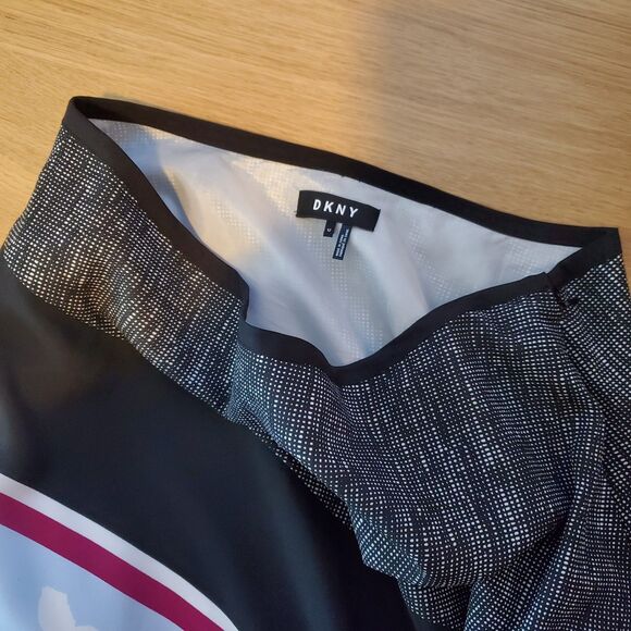 DKNY Black Light Blue Floral Asymmetric Midi Skirt - Picture 5 of 8